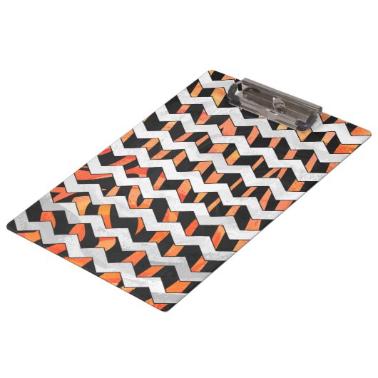 Zebra zwarte en Oranje Chevron Klembord (Gekanteld)