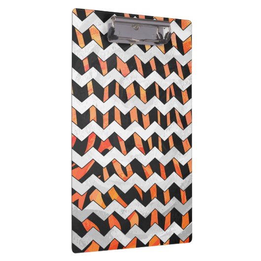 Zebra zwarte en Oranje Chevron Klembord (Rechts)