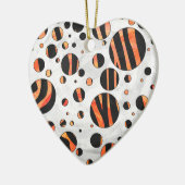 Zebra zwarte en Oranje pokadots Keramisch Ornament (Links)