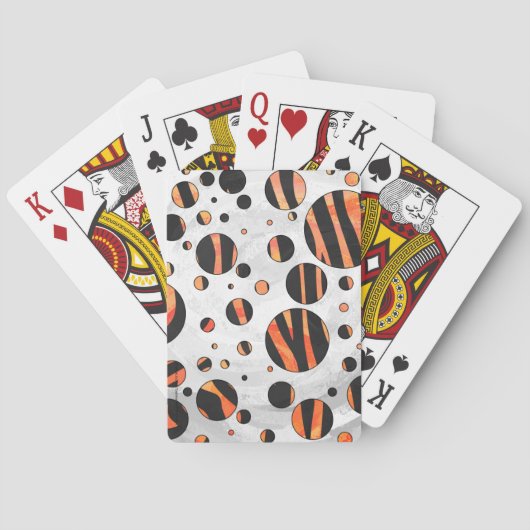 Zebra zwarte en Oranje pokadots Pokerkaarten (Achterkant)