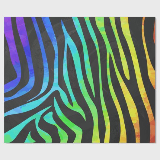 Zebra, zwarte en regenboogafdrukken cadeaupapier (Vlak)