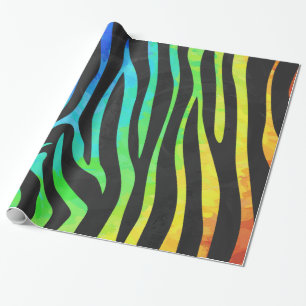 Zebra, zwarte en regenboogafdrukken cadeaupapier