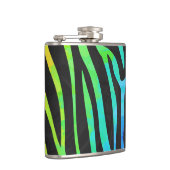 Zebra, zwarte en regenboogafdrukken heupfles (Rechts)