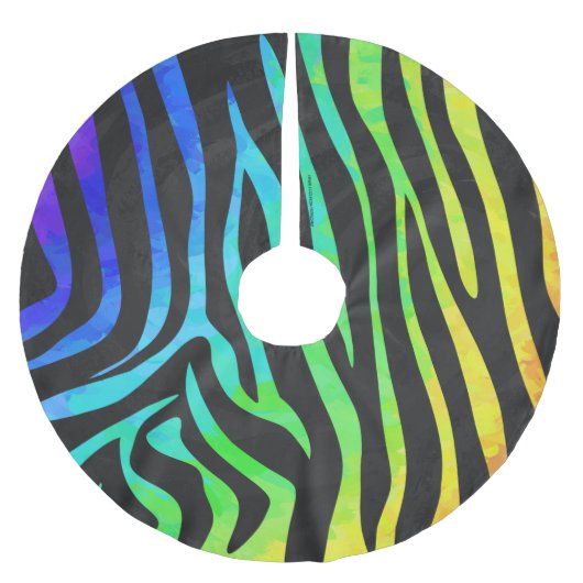 Zebra, zwarte en regenboogafdrukken kerstboom rok (Voorkant)