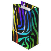 Zebra, zwarte en regenboogafdrukken klein cadeauzakje (Achterkant Gekanteld)