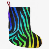 Zebra, zwarte en regenboogafdrukken kleine kerstsok (Voorkant)