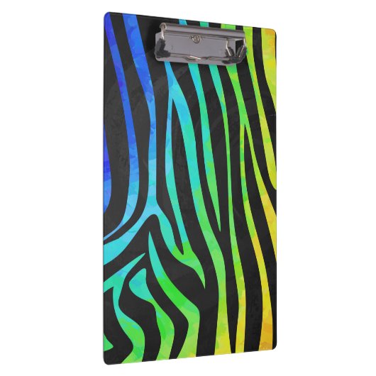 Zebra, zwarte en regenboogafdrukken klembord (Rechts)