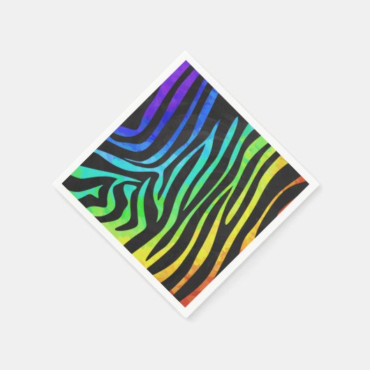 Zebra, zwarte en regenboogafdrukken servetten (Hoek)