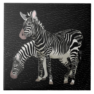 Zebra Zwarte Leren Sierlijke Keramische Tegel Tegeltje