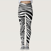 Zebra zwarte witte strepen   leggings (Voorkant)