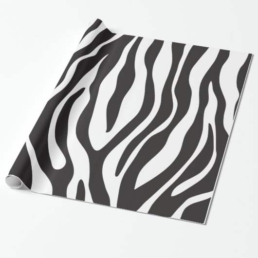 Zebra zwarte & witte strips cadeaupapier (Uitgerold)