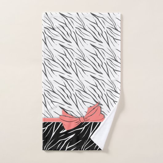 Zebra zwarte witte tijgerleder strepen roze bad handdoek (Handdoek)