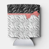 Zebra zwarte witte tijgerleder strepen roze blikjeskoeler (Achterkant)