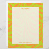 Zebraafdruk, retro kleuren kalk groen + oranje briefhoofd sjabloon (Voorkant / Achterkant)