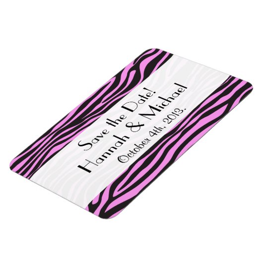 Zebraafdrukken, stripes, roze Zebra, sla de datum  Magneet (Linkerzijde)