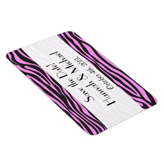 Zebraafdrukken, stripes, roze Zebra, sla de datum  Magneet (Rechterzijde)