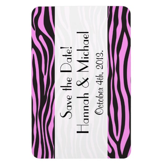 Zebraafdrukken, stripes, roze Zebra, sla de datum  Magneet (Verticaal)
