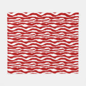 Zebralijnen - Diep rood en wit Fleece Deken (Voorkant (Horizontaal))