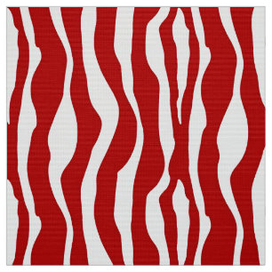 Zebralijnen - Diep rood en wit Stof