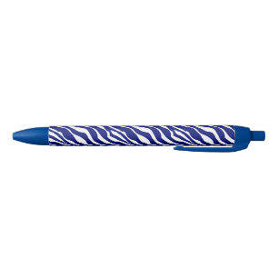 Zebralijnen - Donker kobalt blauw en wit Zwarte Inkt Pen