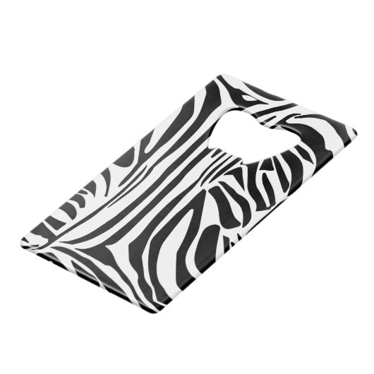 Zebrapatroon Kredietkaart Flessenopener (Voorkant Gekanteld)