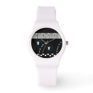 Zebrapatroon met hart horloge