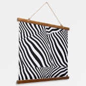 Zebrapatroon met houten bovenkant hangend wandkleed (Gebogen)