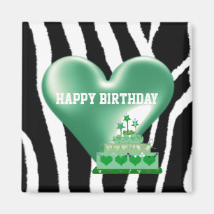 Zebrapatroon met verjaardagstaart magneet