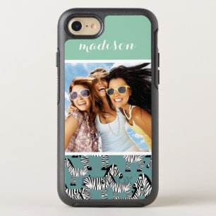 Zebrapatroon   Voeg uw foto en naam toe OtterBox Symmetry iPhone 8/7 Hoesje