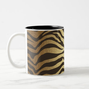 Zebraprint Dierenvachtprint Moderne Glamour Goud Tweekleurige Koffiemok
