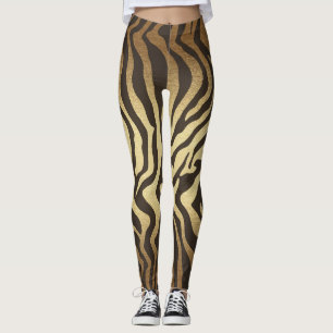 Zebraprint Dierlijke huiden Gouden Ombre Leggings