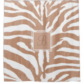 Zebraprint | Monogram Douchegordijn | bruin (Voorkant)