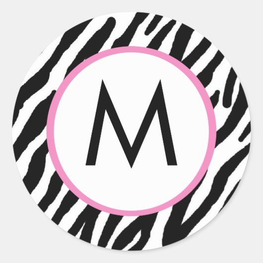 Zebraprint monogram Stickers (Voorkant)