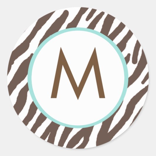 Zebraprint monogram Stickers (Voorkant)