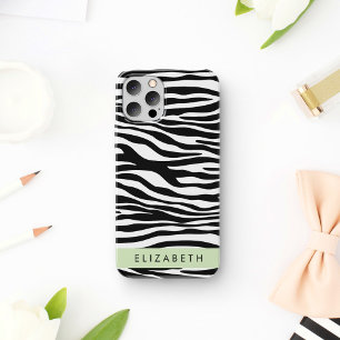 Zebraprint, Strepen, Zwart En Wit, Uw Naam iPhone 16 Hoesje