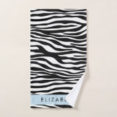 Zebraprint, strepen, zwart-wit, Jouw naam Bad Handdoek (Handdoek)