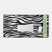 Zebraprint, strepen, zwart-wit, Jouw naam Bureaumat (Keyboard & Muis)