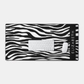 Zebraprint, strepen, zwart-wit, Jouw naam Bureaumat (Keyboard & Muis)