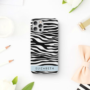 Zebraprint, strepen, zwart-wit, Jouw naam iPhone 12 Pro Hoesje