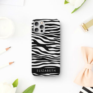 Zebraprint, strepen, zwart-wit, Jouw naam iPhone 12 Pro Hoesje