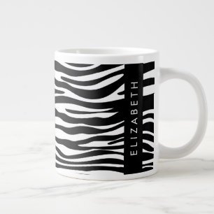 Zebraprint, strepen, zwart-wit, Jouw naam Extra Grote Beker