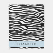 Zebraprint, strepen, zwart-wit, Jouw naam Fleece Deken (Voorkant)