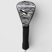 Zebraprint, strepen, zwart-wit, Jouw naam Golfheadcover (Voorkant)