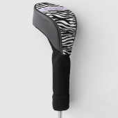 Zebraprint, strepen, zwart-wit, Jouw naam Golfheadcover (Schuin)