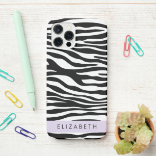 Zebraprint, strepen, zwart-wit, Jouw naam iPhone 12 Pro Hoesje