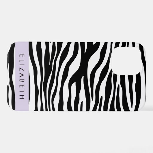 Zebraprint, strepen, zwart-wit, Jouw naam iPhone Hoesje (Achterkant horizontaal)