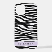 Zebraprint, strepen, zwart-wit, Jouw naam iPhone Hoesje (Achterkant)