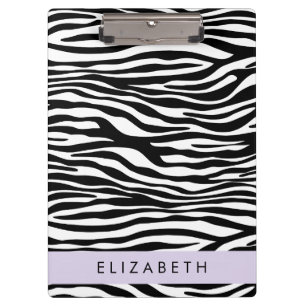 Zebraprint, strepen, zwart-wit, Jouw naam Klembord