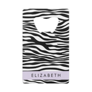 Zebraprint, strepen, zwart-wit, Jouw naam Kredietkaart Flessenopener