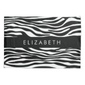 Zebraprint, strepen, zwart-wit, Jouw naam Kussensloop (Achterkant)